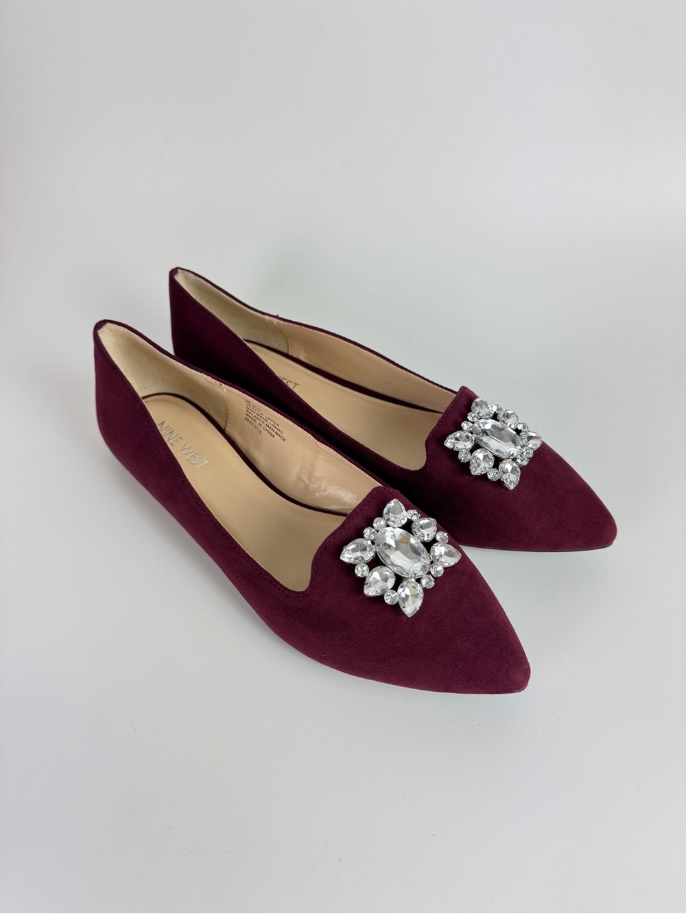 Nine West Burgundy Suede Pointed Toe Flats